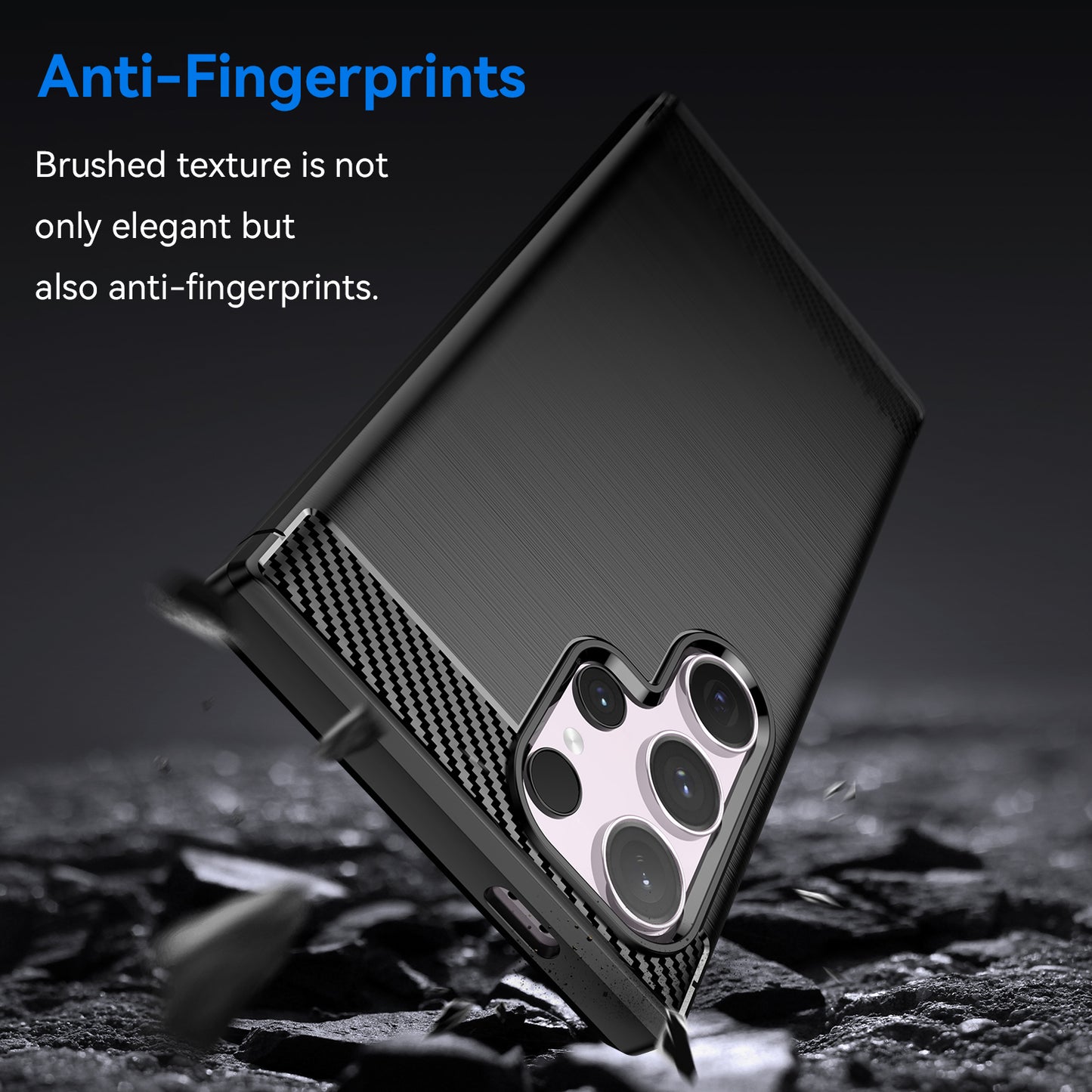 For Samsung Galaxy S24 Ultra Case TPU Carbon Fiber Texture Shell Anti-Scratch Cell Phone Cover - Black