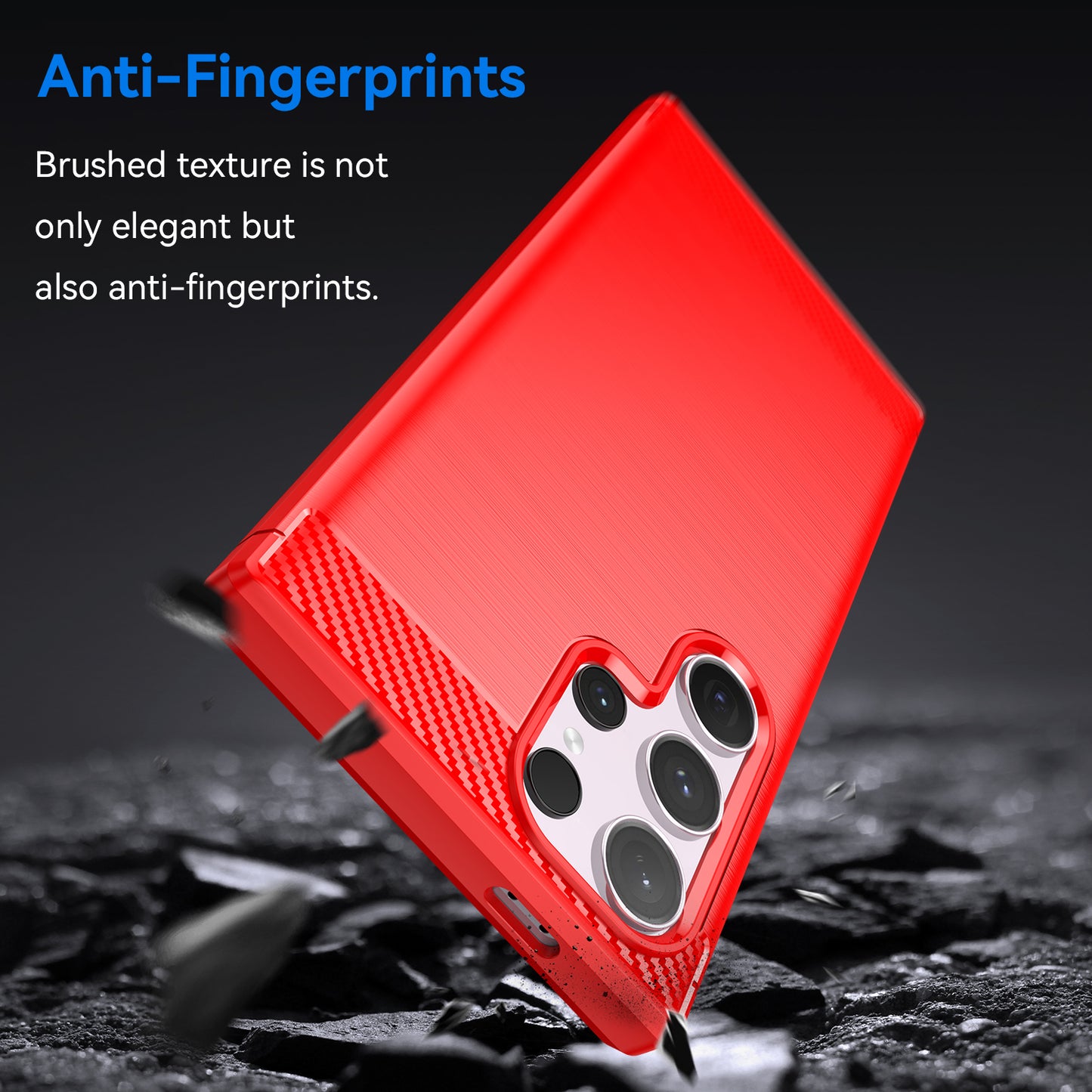 For Samsung Galaxy S24 Ultra Case TPU Carbon Fiber Texture Shell Anti-Scratch Cell Phone Cover - Red