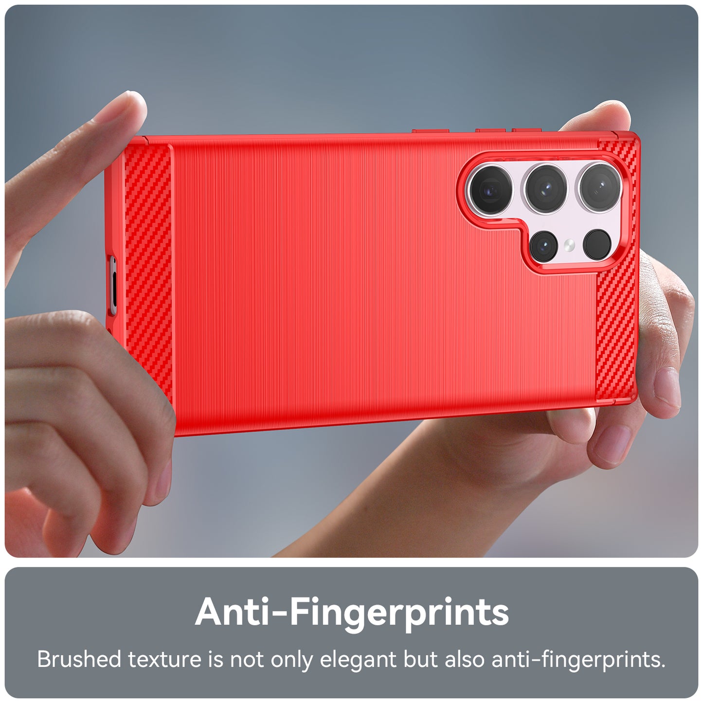 For Samsung Galaxy S24 Ultra Case TPU Carbon Fiber Texture Shell Anti-Scratch Cell Phone Cover - Red