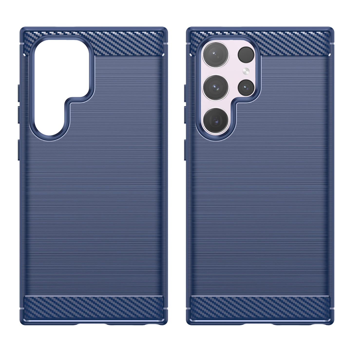 For Samsung Galaxy S24 Ultra Case TPU Carbon Fiber Texture Shell Anti-Scratch Cell Phone Cover - Blue