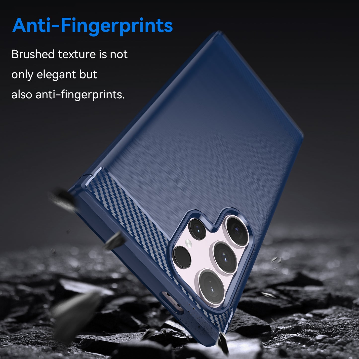 For Samsung Galaxy S24 Ultra Case TPU Carbon Fiber Texture Shell Anti-Scratch Cell Phone Cover - Blue