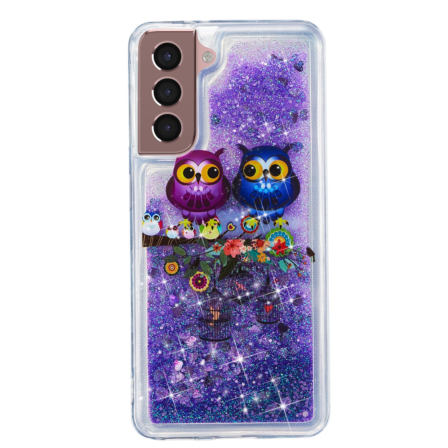 For Samsung Galaxy S24+ Case Glitter Liquid Quicksand Anti-fall TPU Phone Cover - Two Owls