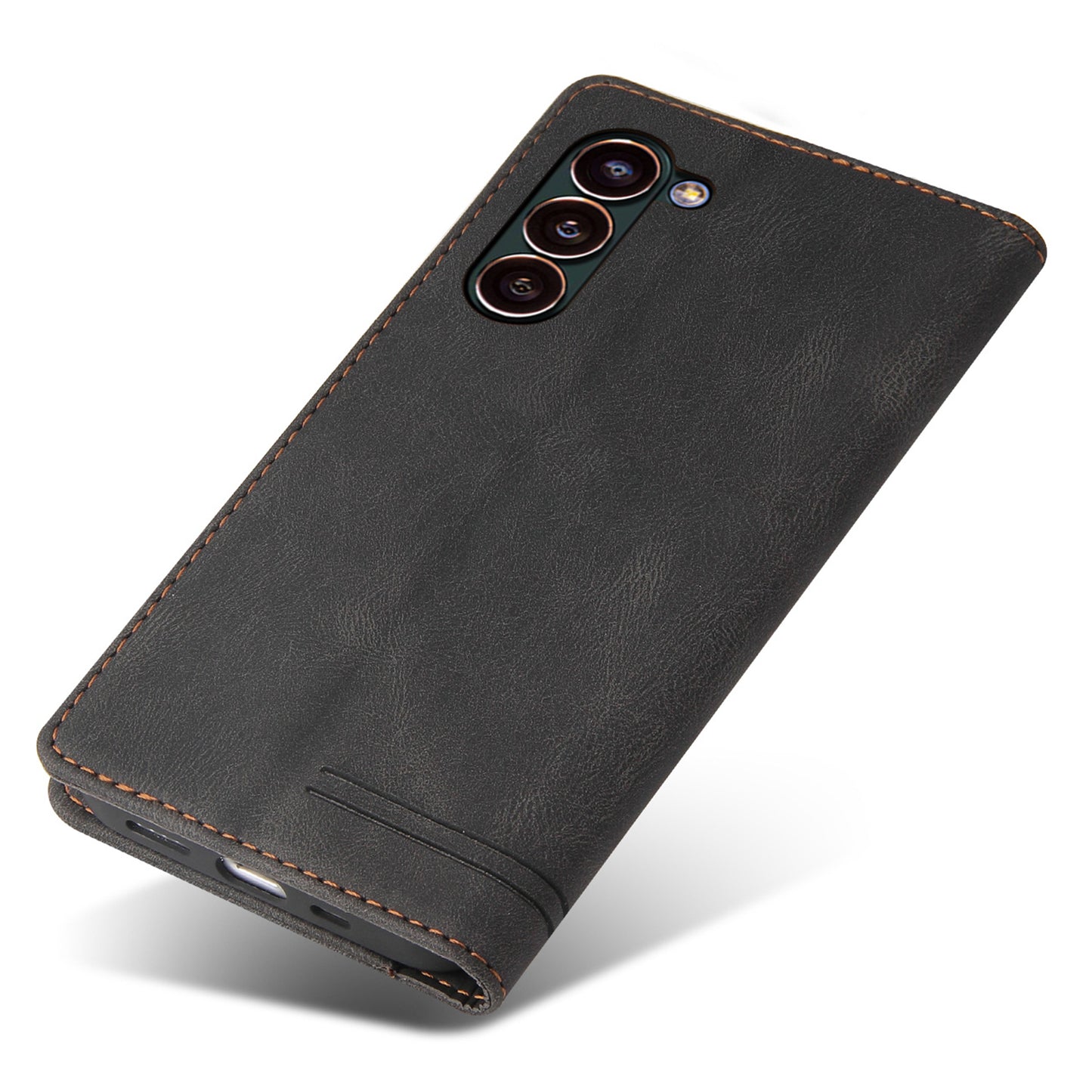 GQ.UTROBE 008 Series For Samsung Galaxy S24 Case Scratch Resistant Cell Phone Leather Cover - Black