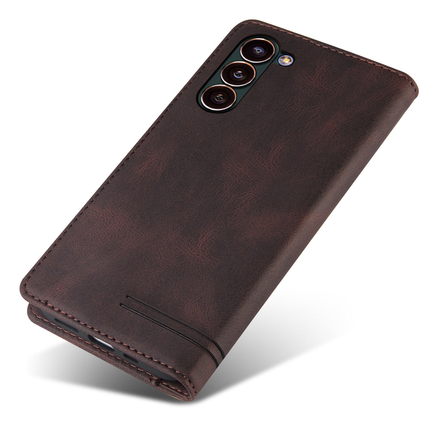 GQ.UTROBE 008 Series For Samsung Galaxy S24 Case Scratch Resistant Cell Phone Leather Cover - Coffee