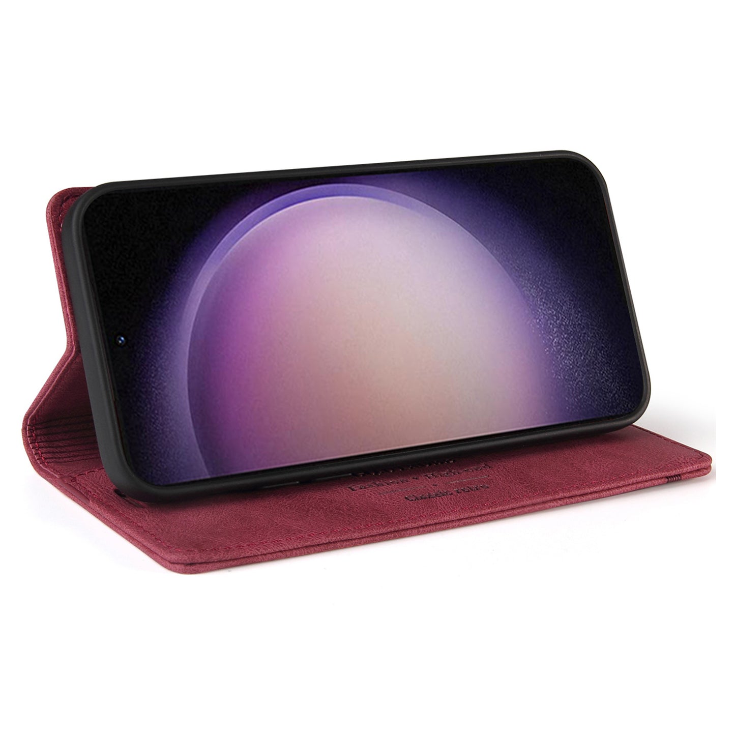 GQ.UTROBE 008 Series For Samsung Galaxy S24 Case Scratch Resistant Cell Phone Leather Cover - Wine Red