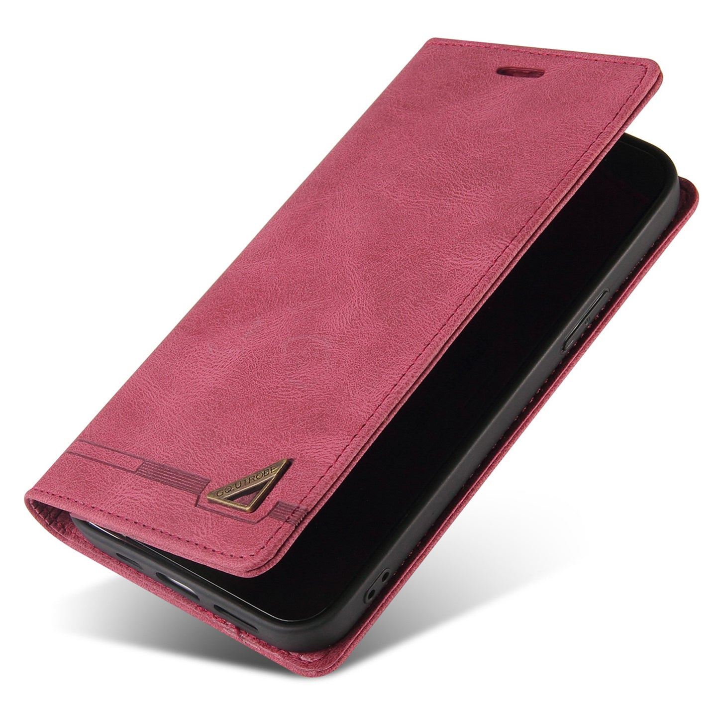GQ.UTROBE 008 Series For Samsung Galaxy S24 Case Scratch Resistant Cell Phone Leather Cover - Wine Red