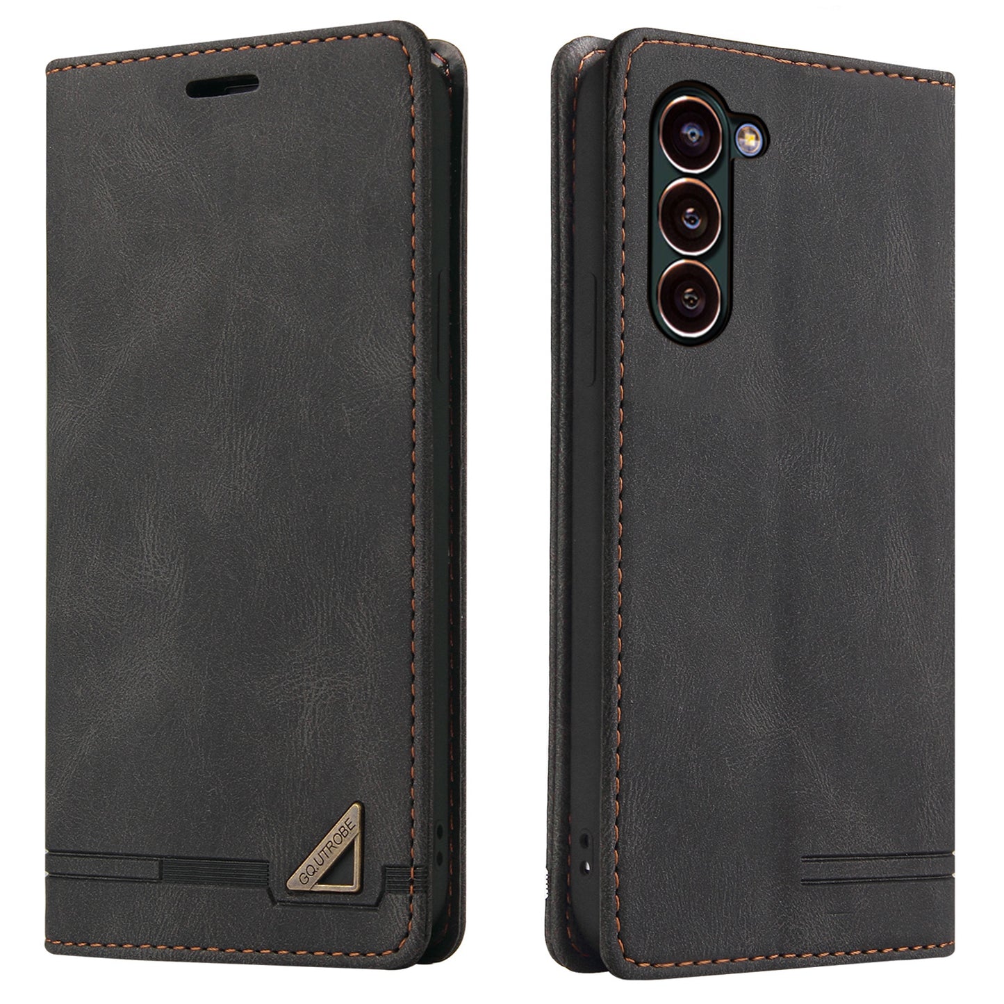 GQ.UTROBE 008 Series For Samsung Galaxy S24+ Case RFID Blocking PU Leather + TPU Skin-touch Cover - Black