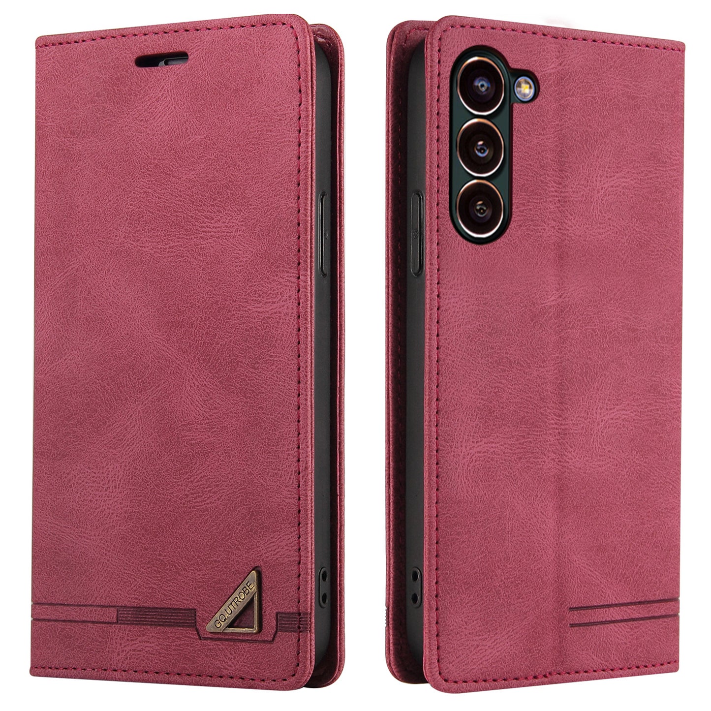 GQ.UTROBE 008 Series For Samsung Galaxy S24+ Case RFID Blocking PU Leather + TPU Skin-touch Cover - Wine Red