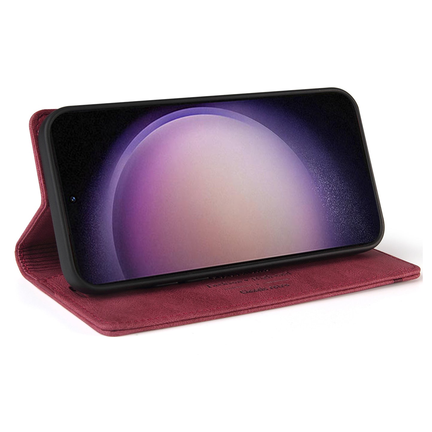 GQ.UTROBE 008 Series For Samsung Galaxy S24+ Case RFID Blocking PU Leather + TPU Skin-touch Cover - Wine Red