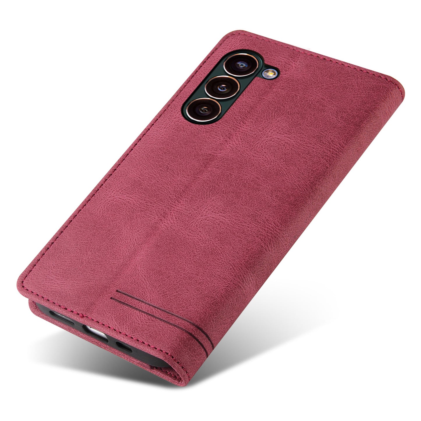 GQ.UTROBE 008 Series For Samsung Galaxy S24+ Case RFID Blocking PU Leather + TPU Skin-touch Cover - Wine Red