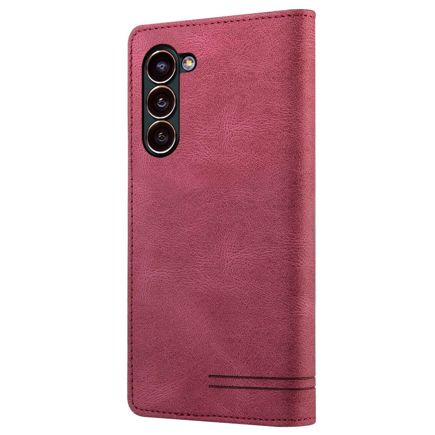 GQ.UTROBE 008 Series For Samsung Galaxy S24+ Case RFID Blocking PU Leather + TPU Skin-touch Cover - Wine Red