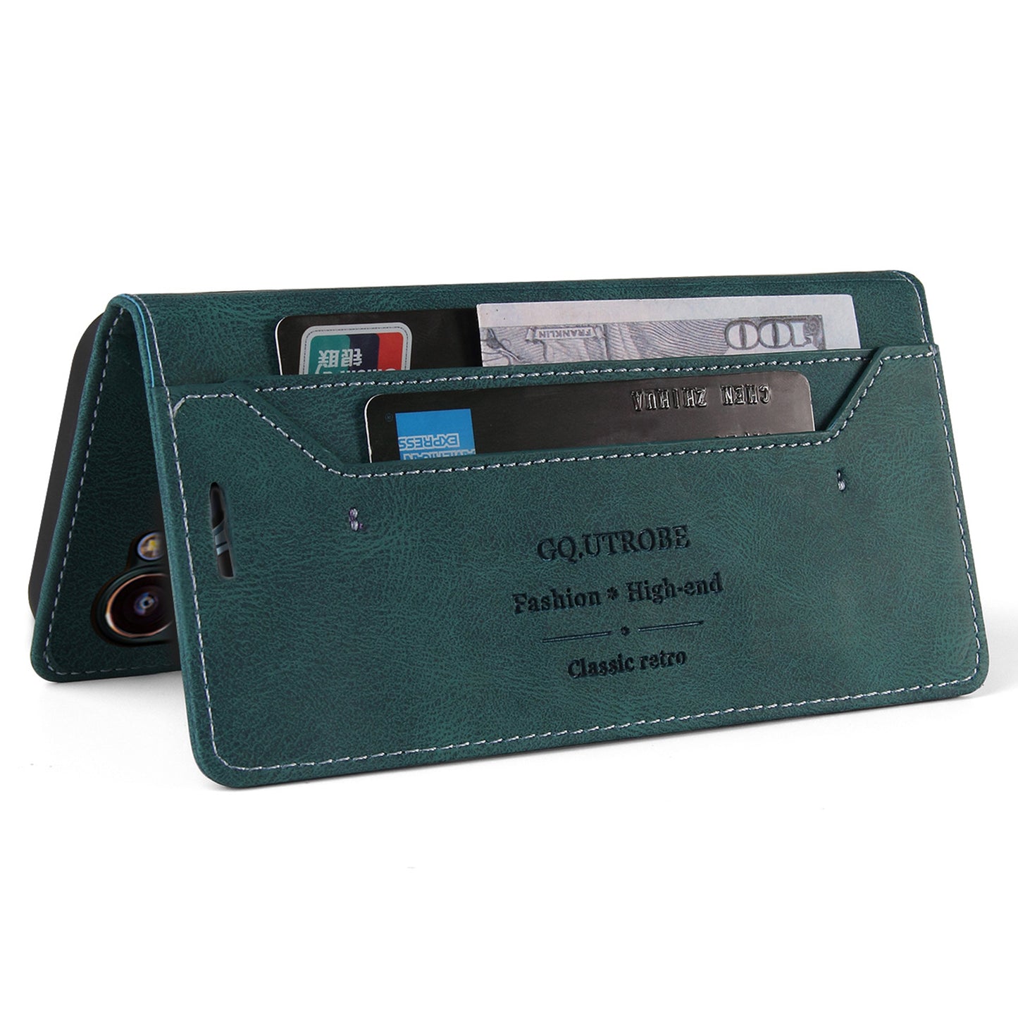 GQ.UTROBE 008 Series For Samsung Galaxy S24+ Case RFID Blocking PU Leather + TPU Skin-touch Cover - Blue