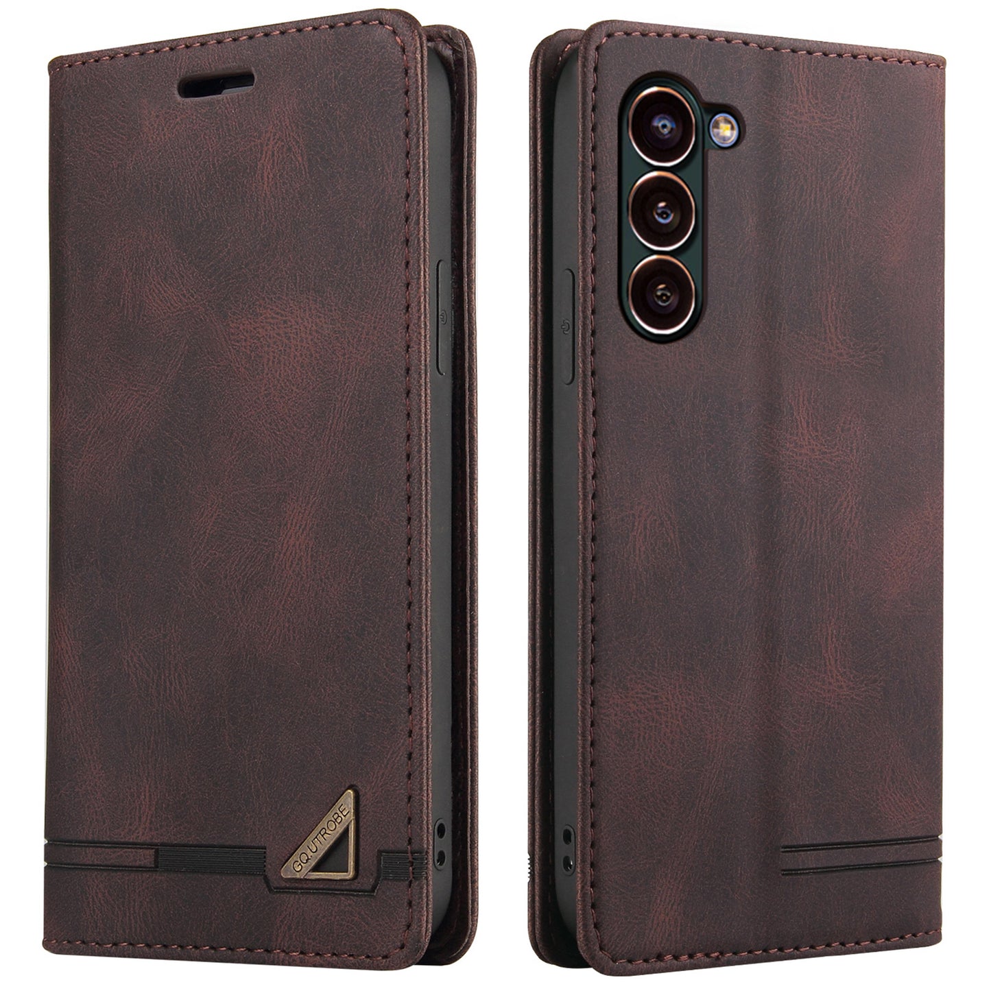 GQ.UTROBE 008 Series For Samsung Galaxy S24+ Case RFID Blocking PU Leather + TPU Skin-touch Cover - Coffee