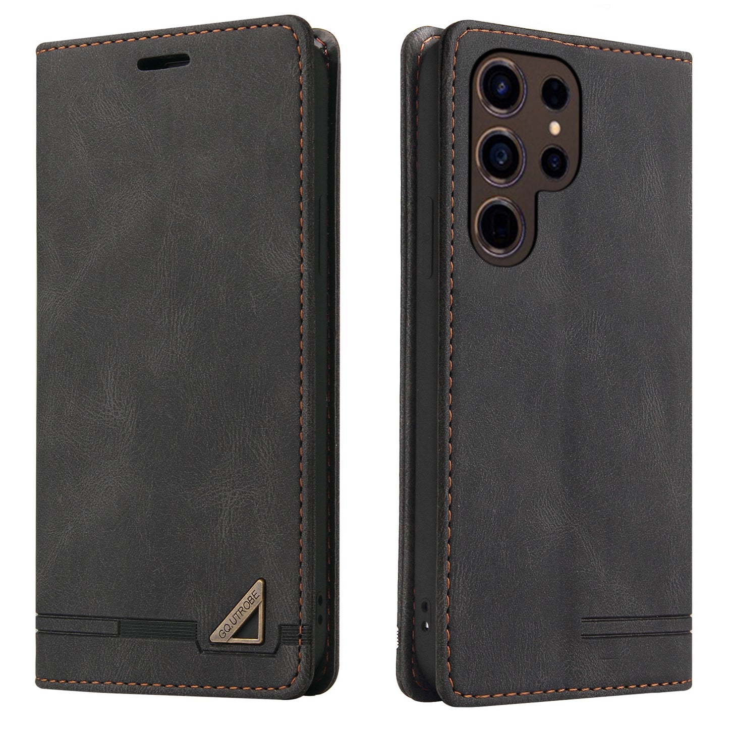 GQ.UTROBE 008 Series For Samsung Galaxy S24 Ultra Case RFID Blocking PU Leather+TPU Skin-touch Phone Protector - Black