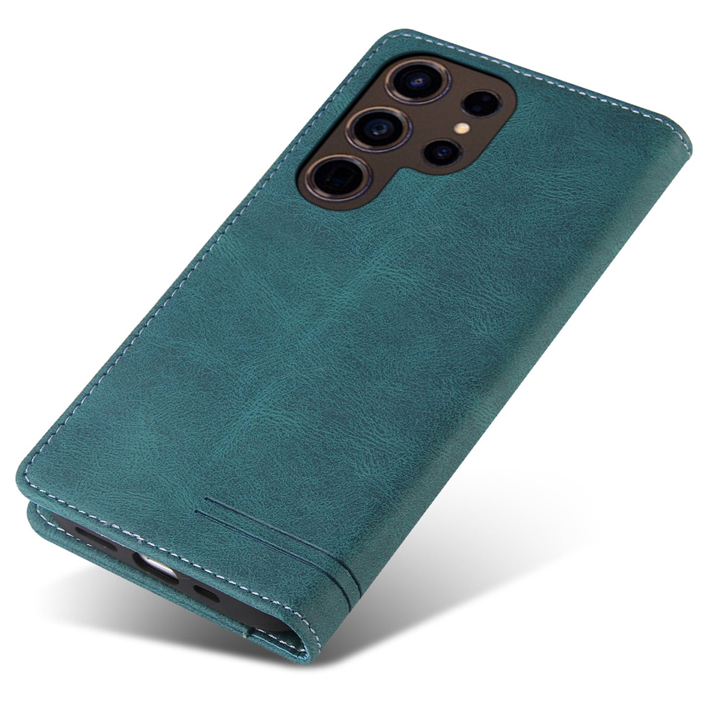 GQ.UTROBE 008 Series For Samsung Galaxy S24 Ultra Case RFID Blocking PU Leather+TPU Skin-touch Phone Protector - Blue