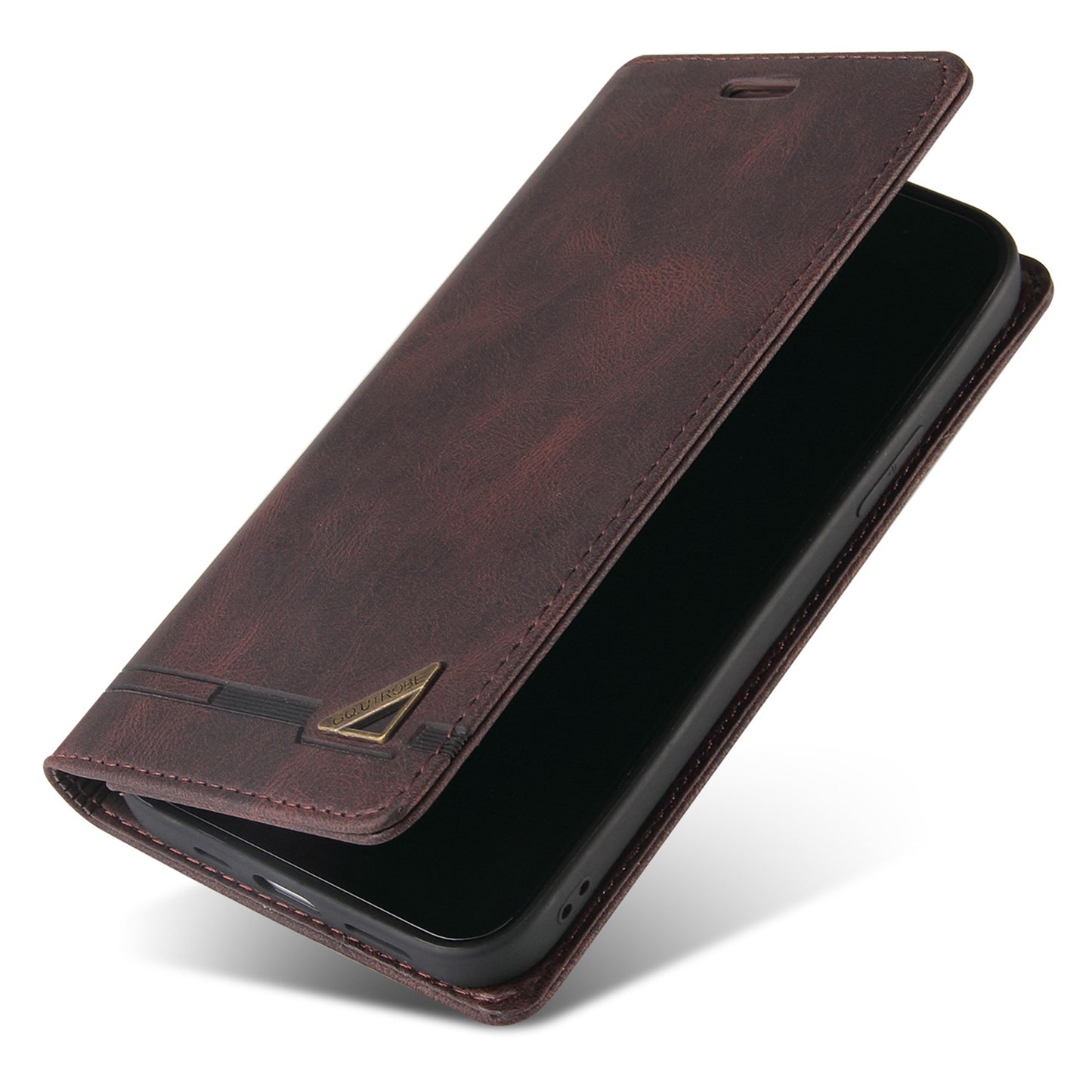 GQ.UTROBE 008 Series For Samsung Galaxy S24 Ultra Case RFID Blocking PU Leather+TPU Skin-touch Phone Protector - Coffee