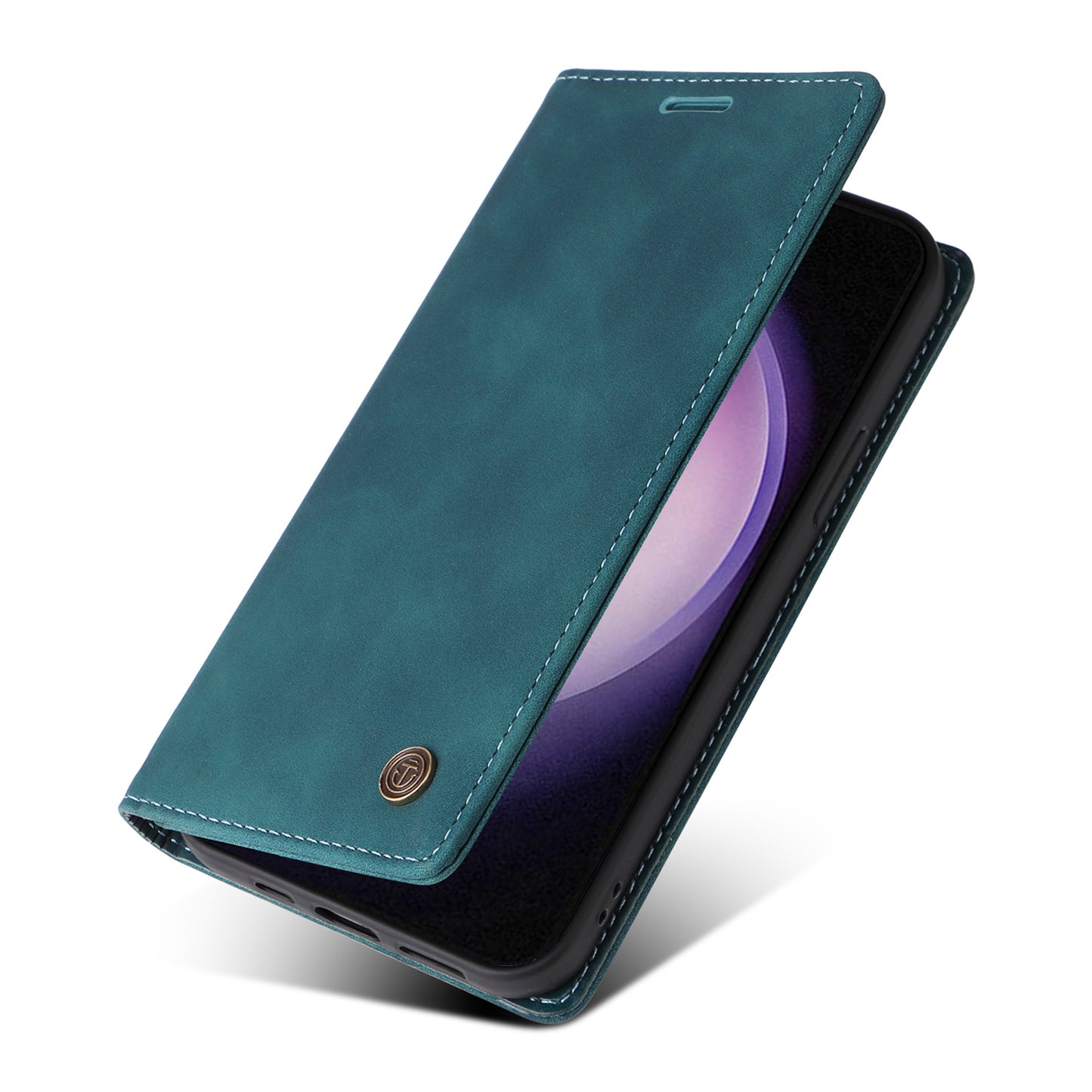 006 Series For Samsung Galaxy S24 Ultra Case PU Leather Folding Stand Cover with Suction Cups Closure - Green