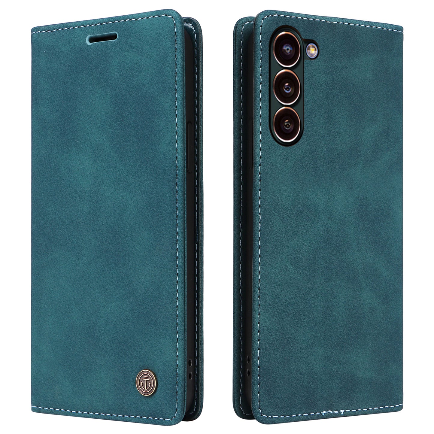 006 Series For Samsung Galaxy S24+ Case Phone Wallet PU Leather Cover with Suction Cups Closure - Green