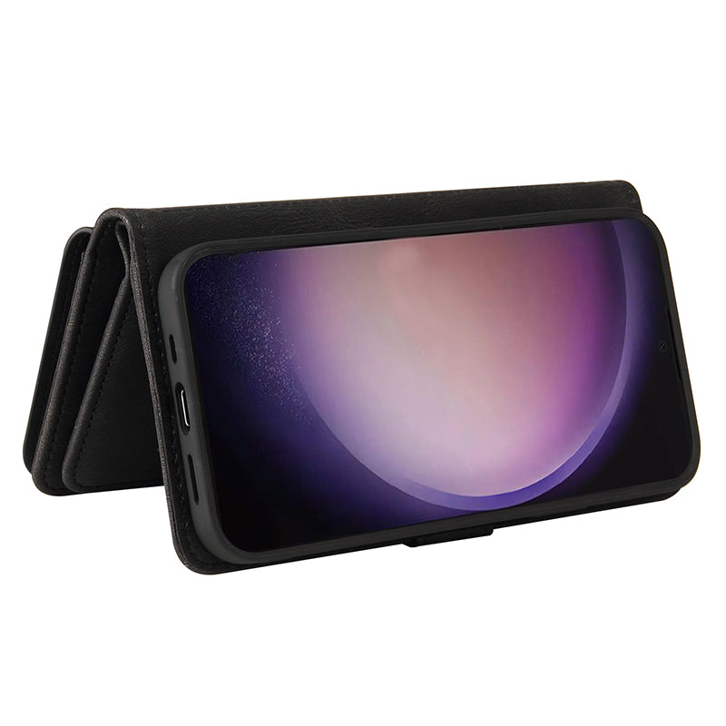 KT Multi-Functional Series-2 For Samsung Galaxy S24 Ultra Cover Zipper Wallet Stand Leather Phone Case - Black