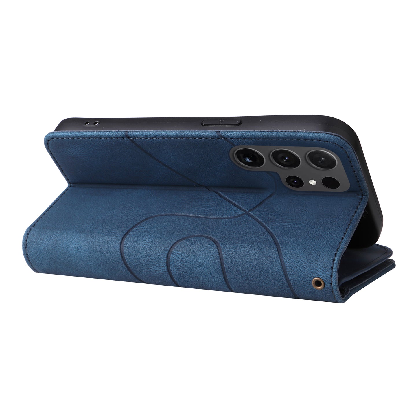 KT Multi-function Series-5 For Samsung Galaxy S24 Ultra Case PU Leather Splicing Wallet Stand Phone Cover - Blue