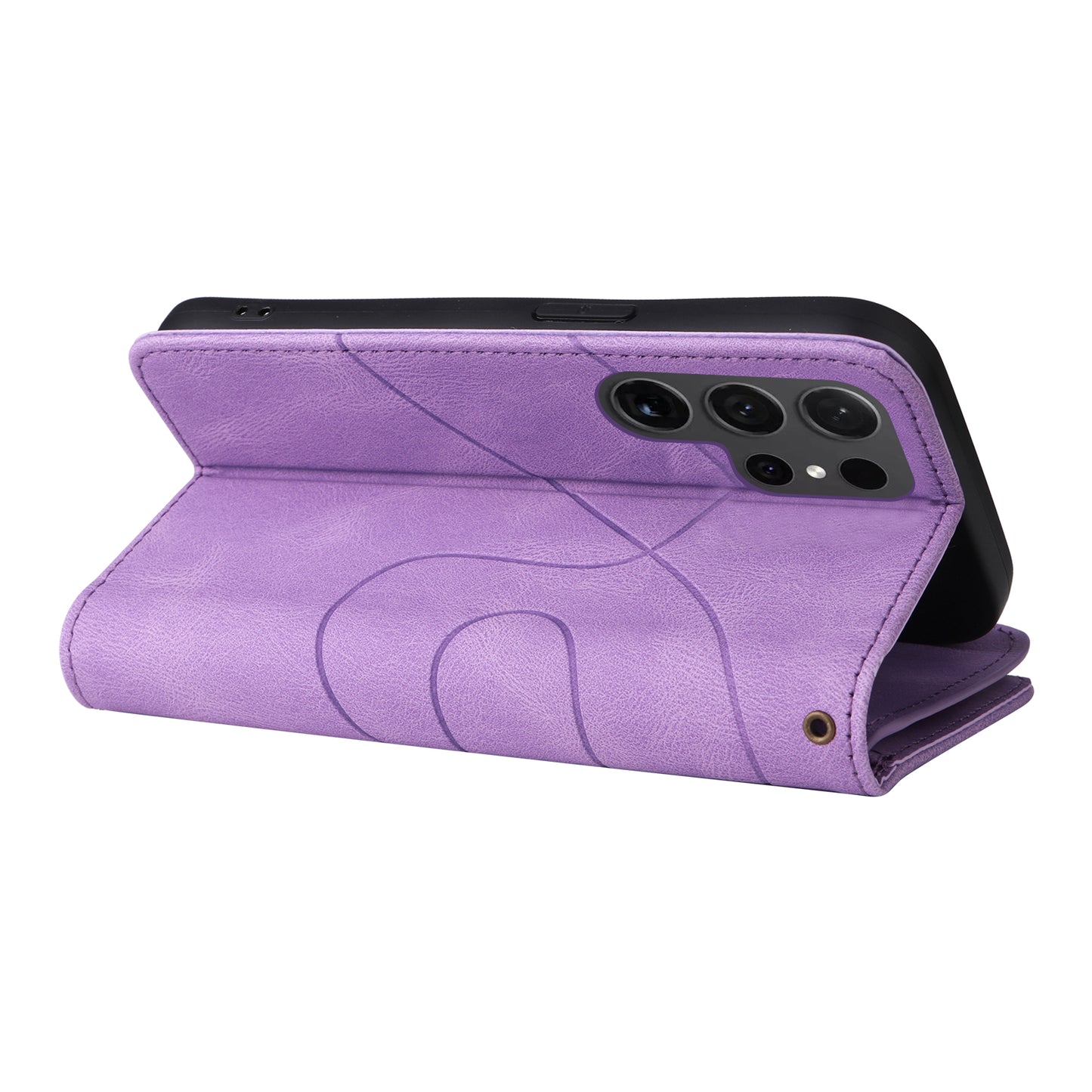 KT Multi-function Series-5 For Samsung Galaxy S24 Ultra Case PU Leather Splicing Wallet Stand Phone Cover - Light Purple