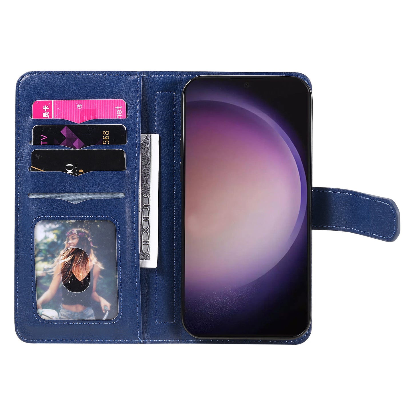 KT Multi-functional Series-1 For Samsung Galaxy S24 Ultra Case Leather Stand Wallet Smartphone Cover - Blue