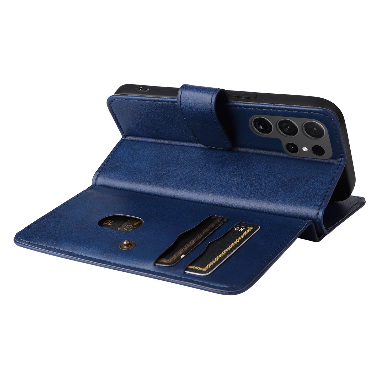 KT Multi-functional Series-1 For Samsung Galaxy S24 Ultra Case Leather Stand Wallet Smartphone Cover - Blue