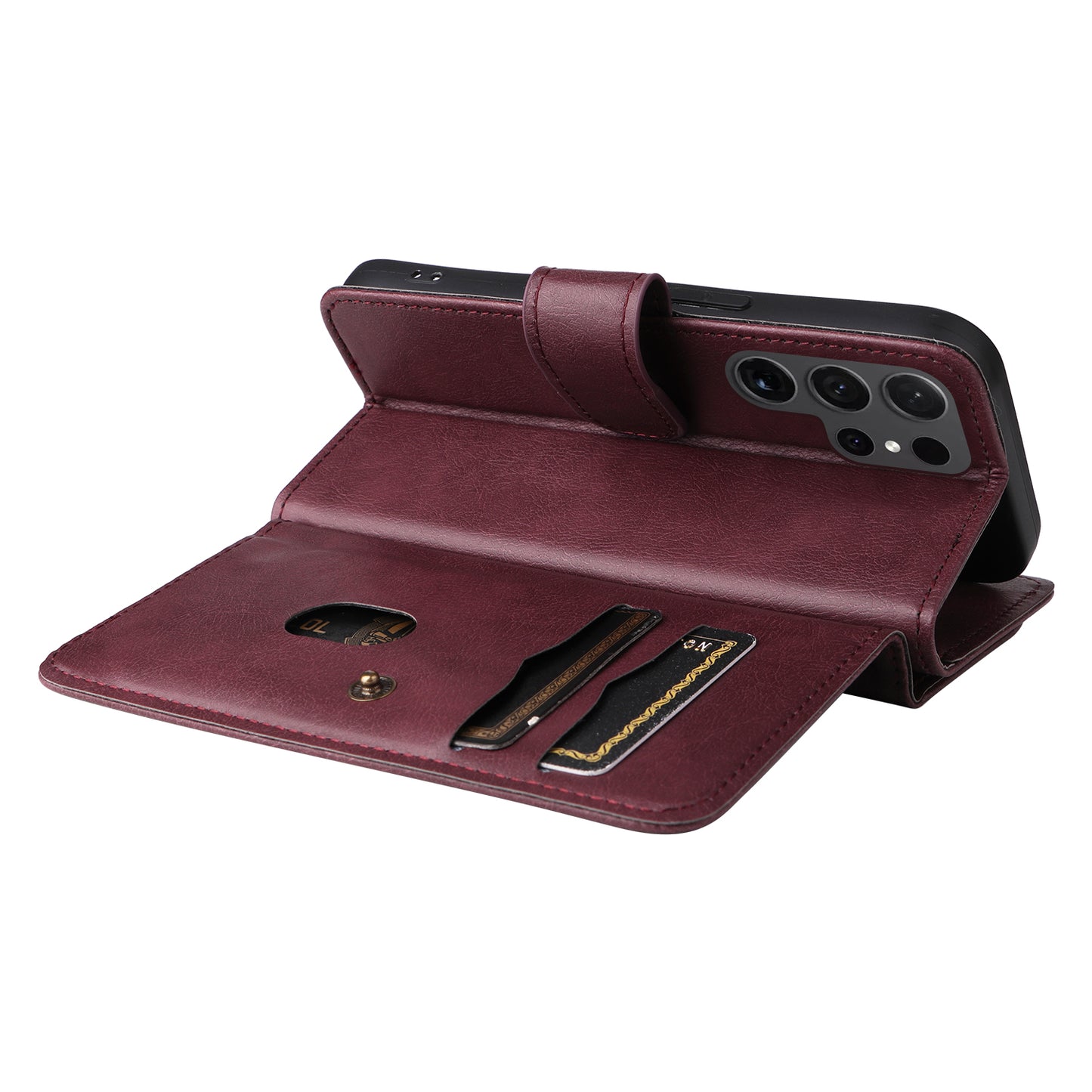 KT Multi-functional Series-1 For Samsung Galaxy S24 Ultra Case Leather Stand Wallet Smartphone Cover - Wine Red