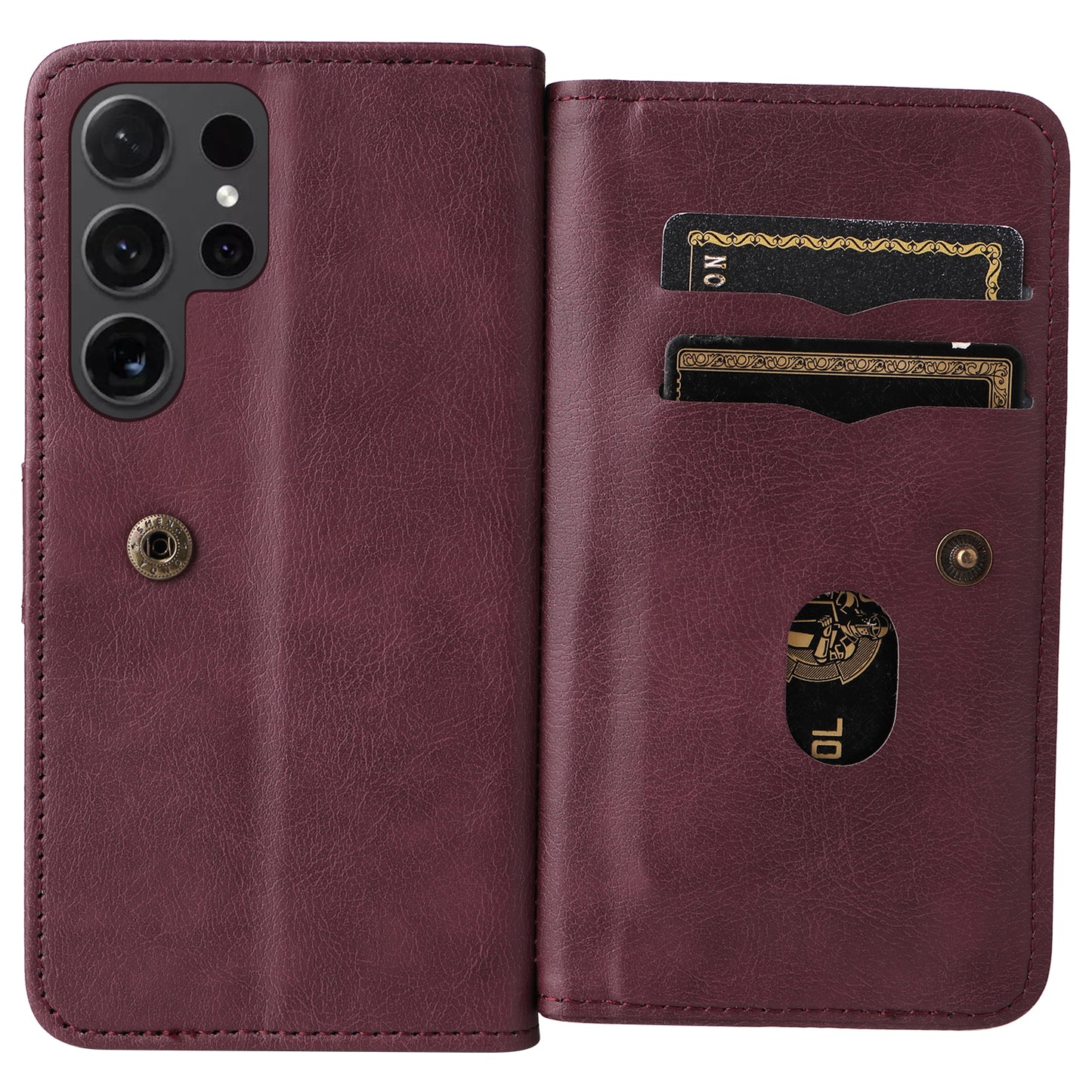 KT Multi-functional Series-1 For Samsung Galaxy S24 Ultra Case Leather Stand Wallet Smartphone Cover - Wine Red