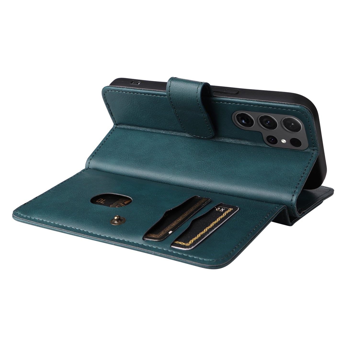 KT Multi-functional Series-1 For Samsung Galaxy S24 Ultra Case Leather Stand Wallet Smartphone Cover - Green