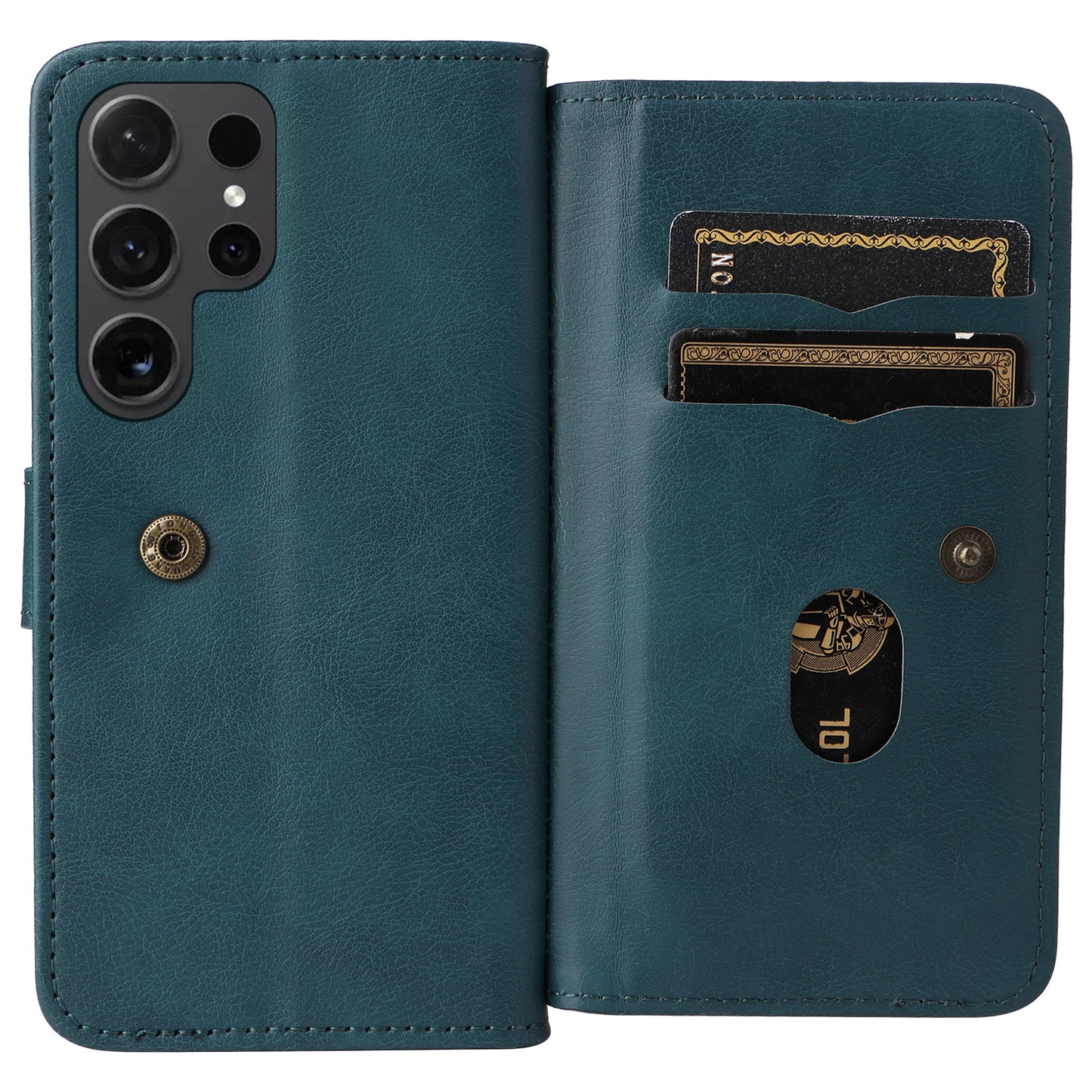 KT Multi-functional Series-1 For Samsung Galaxy S24 Ultra Case Leather Stand Wallet Smartphone Cover - Green