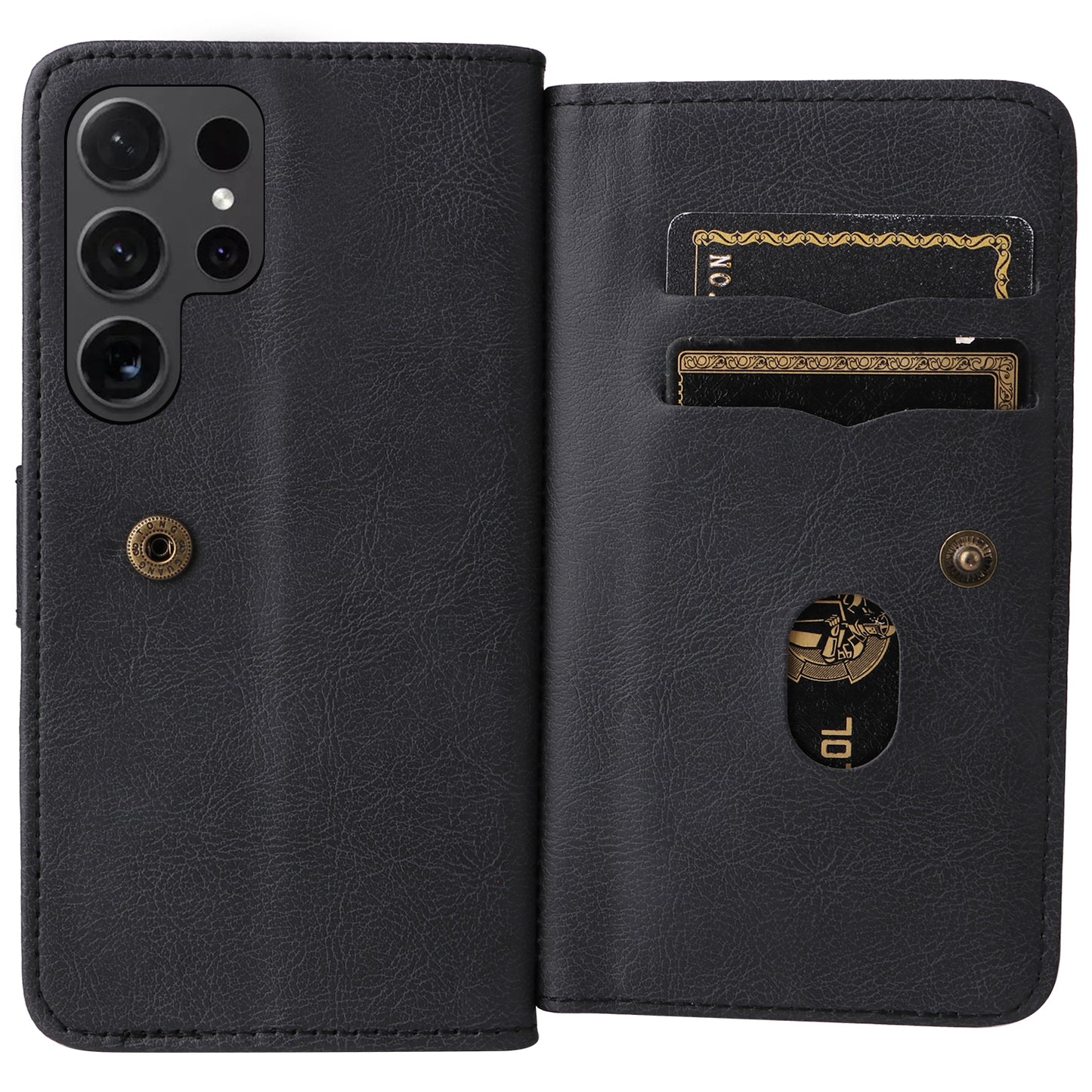 KT Multi-functional Series-1 For Samsung Galaxy S24 Ultra Case Leather Stand Wallet Smartphone Cover - Black