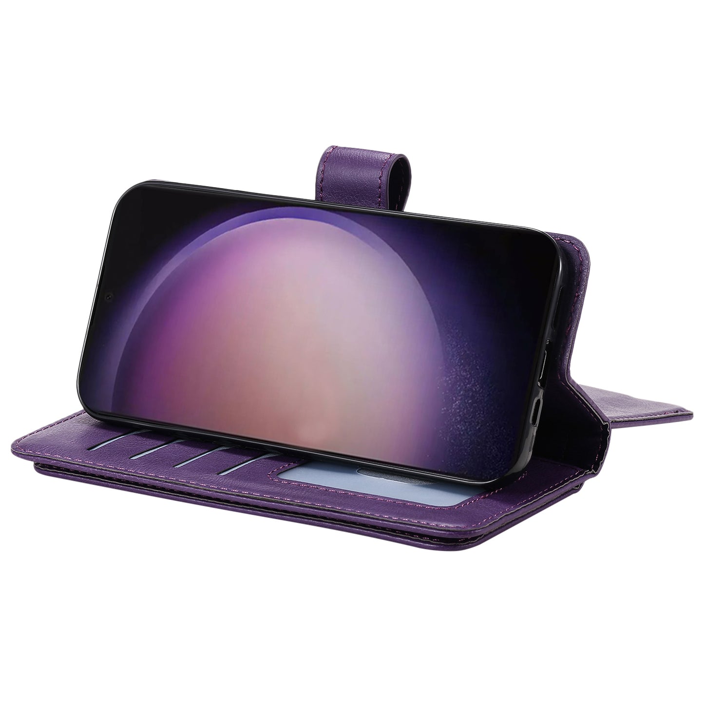 KT Multi-functional Series-1 For Samsung Galaxy S24 Ultra Case Leather Stand Wallet Smartphone Cover - Purple