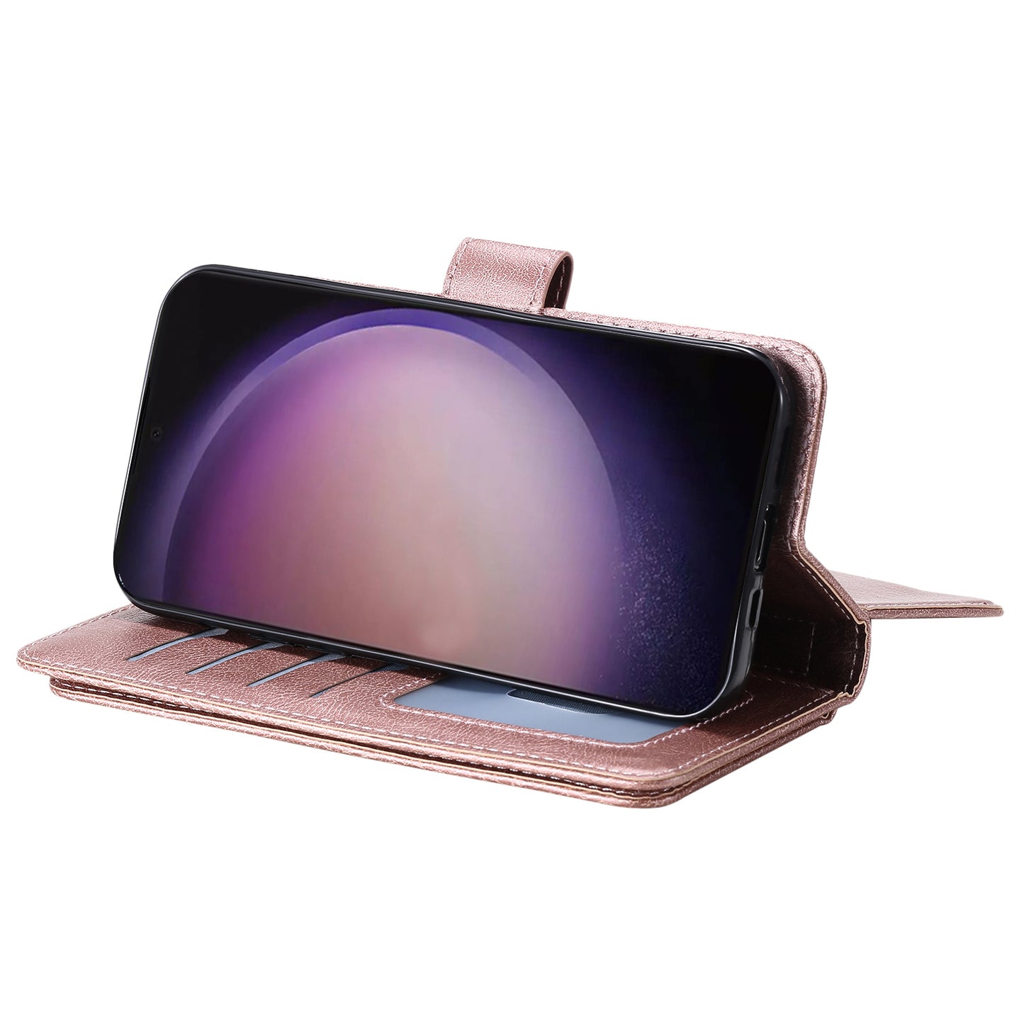 KT Multi-functional Series-1 For Samsung Galaxy S24 Ultra Case Leather Stand Wallet Smartphone Cover - Rose Gold