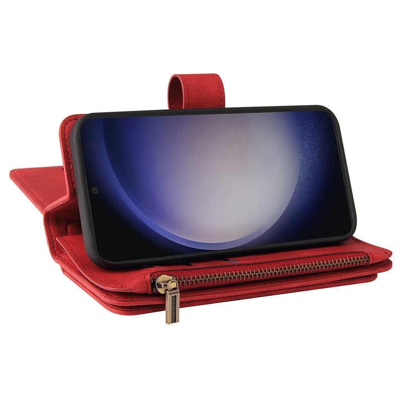KT Multi-Functional Series-2 For Samsung Galaxy S24 Cover Multiple Card Slots Leather Wallet Phone Case - Red