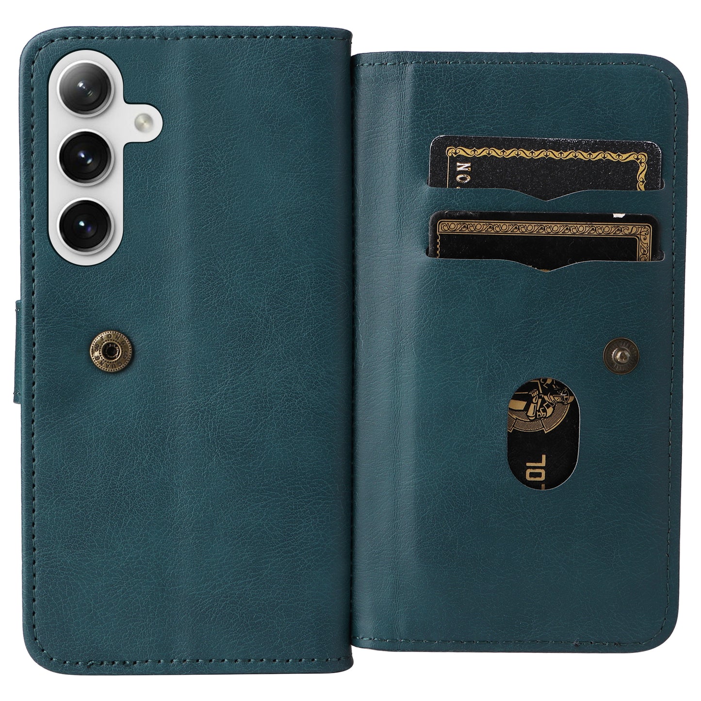 KT Multi-functional Series-1 For Samsung Galaxy S24+ Case Leather Anti-fall Phone Cover with 10 Card Slots - Green