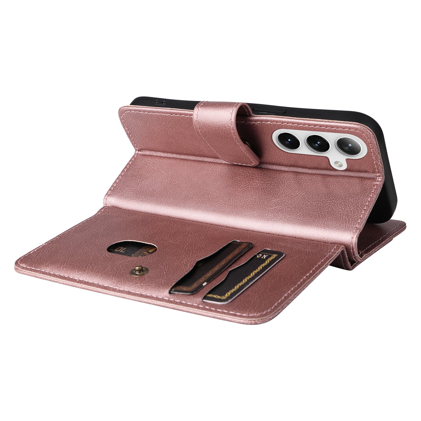 KT Multi-functional Series-1 For Samsung Galaxy S24+ Case Leather Anti-fall Phone Cover with 10 Card Slots - Rose Gold