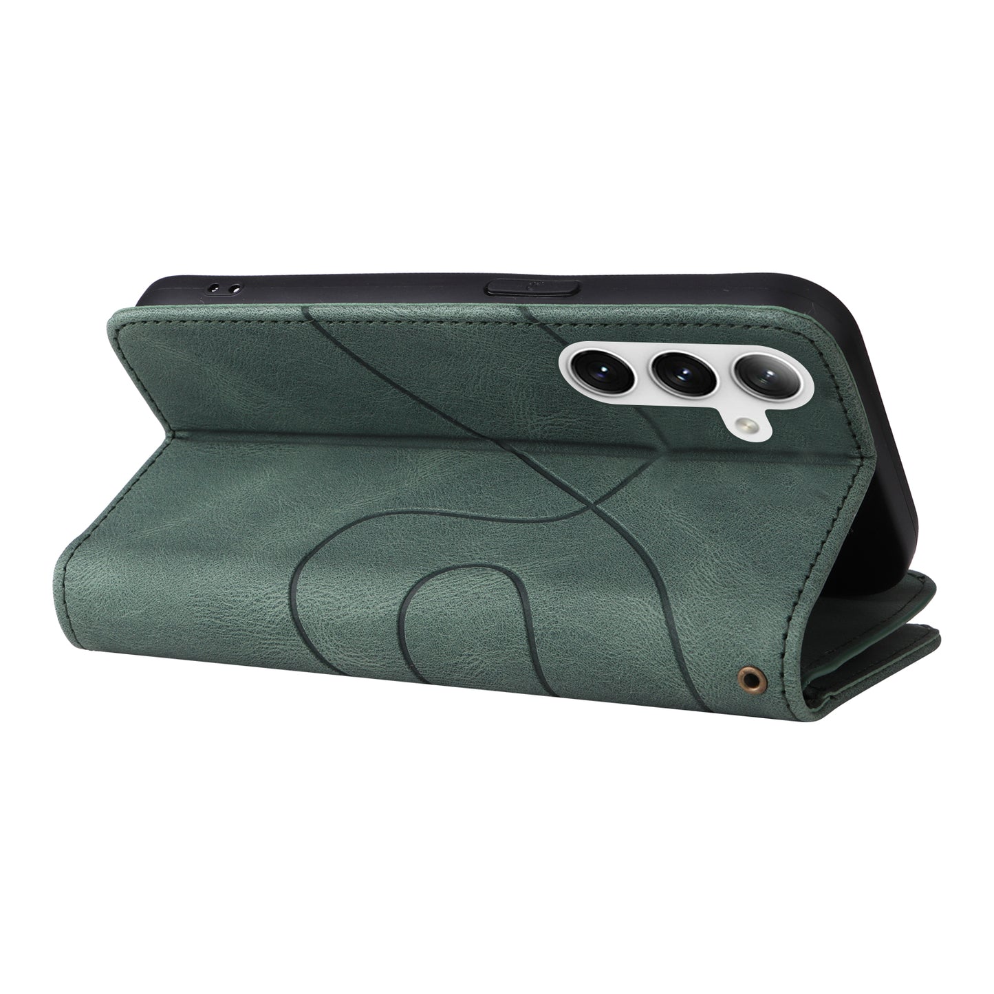 KT Multi-function Series-5 Phone Shell For Samsung Galaxy S24 Leather Wallet Stand Case 9 Card Slots Cover - Green