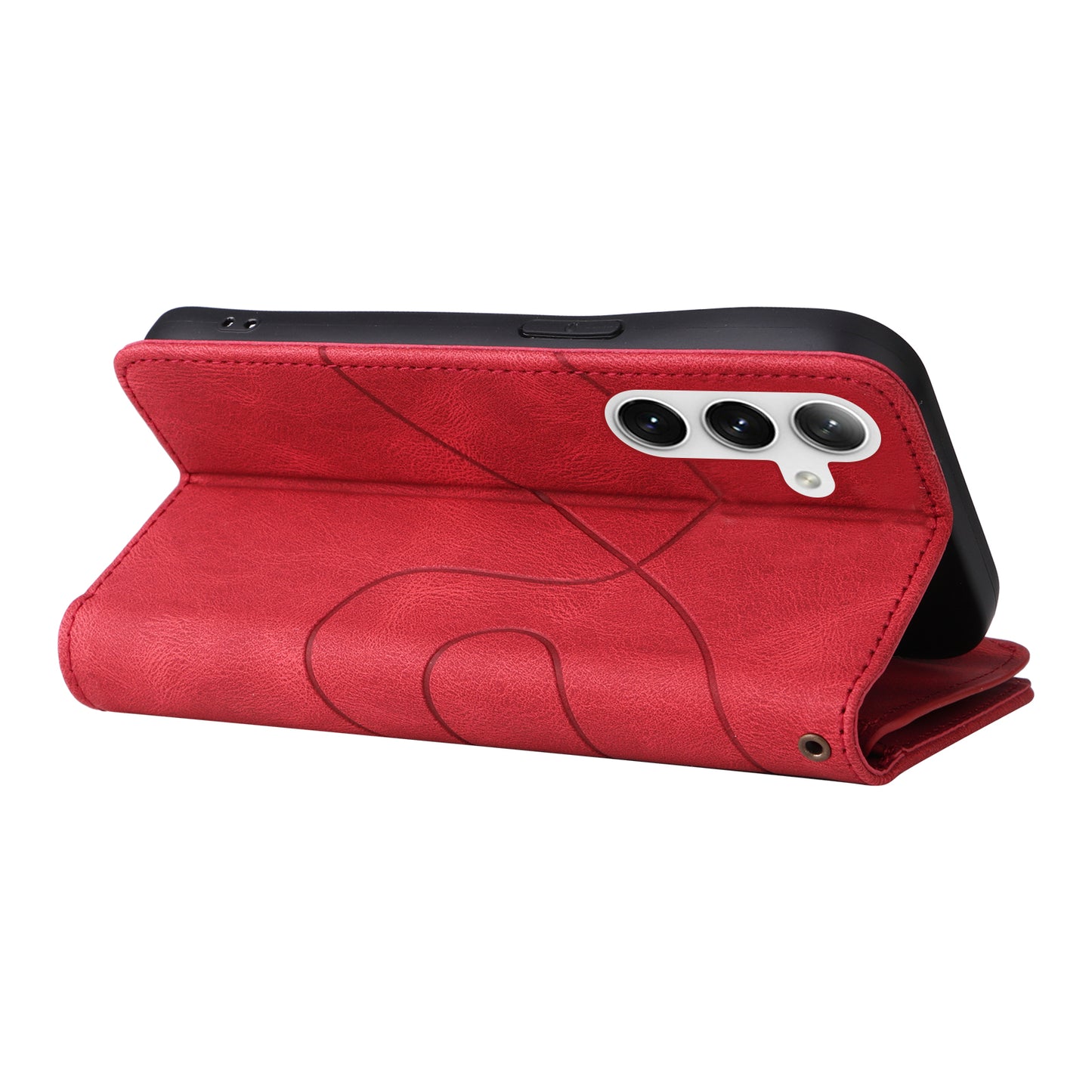KT Multi-function Series-5 Phone Shell For Samsung Galaxy S24 Leather Wallet Stand Case 9 Card Slots Cover - Red