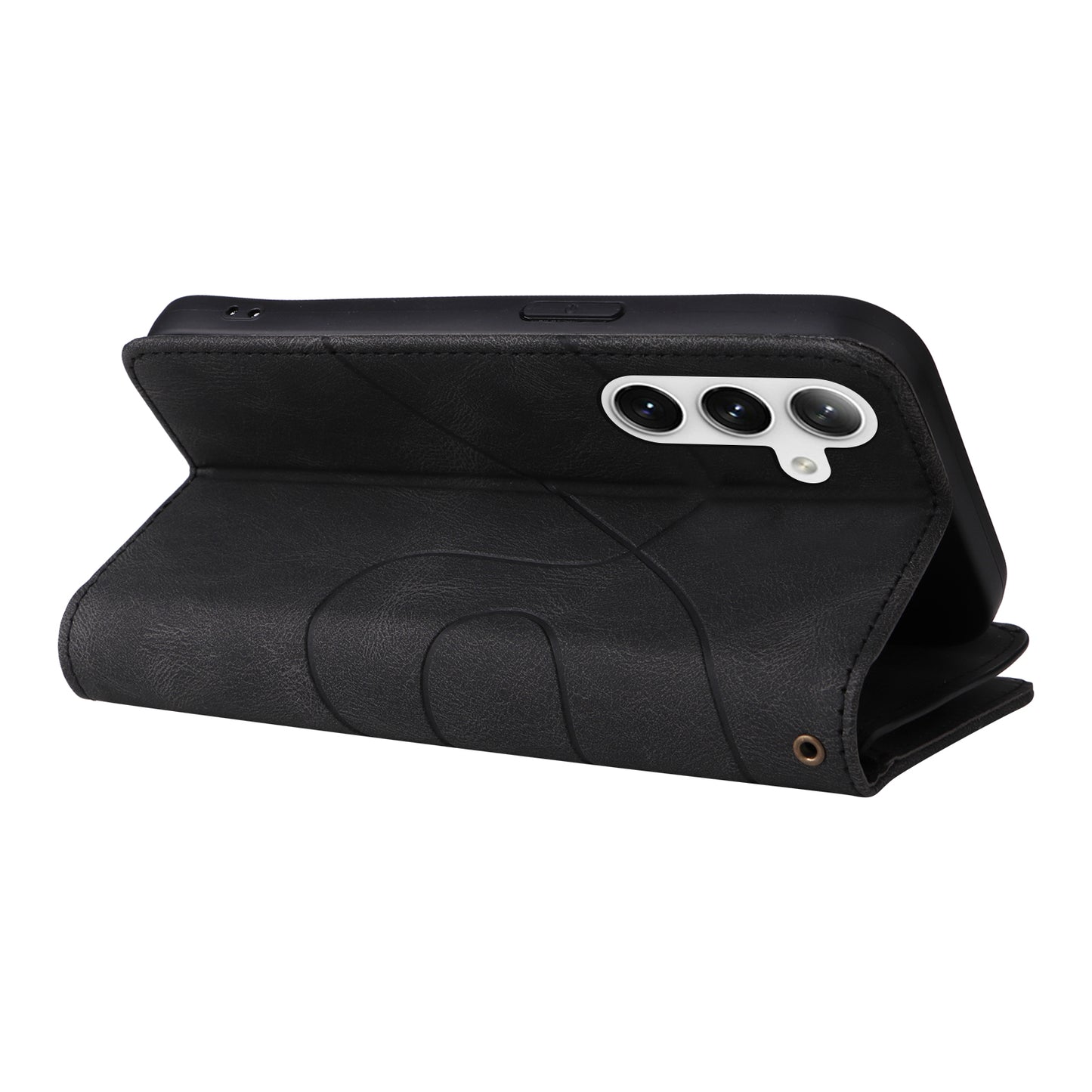KT Multi-function Series-5 For Samsung Galaxy S24+ Case Anti-Scratch Leather Phone Stand Cover Wallet - Black