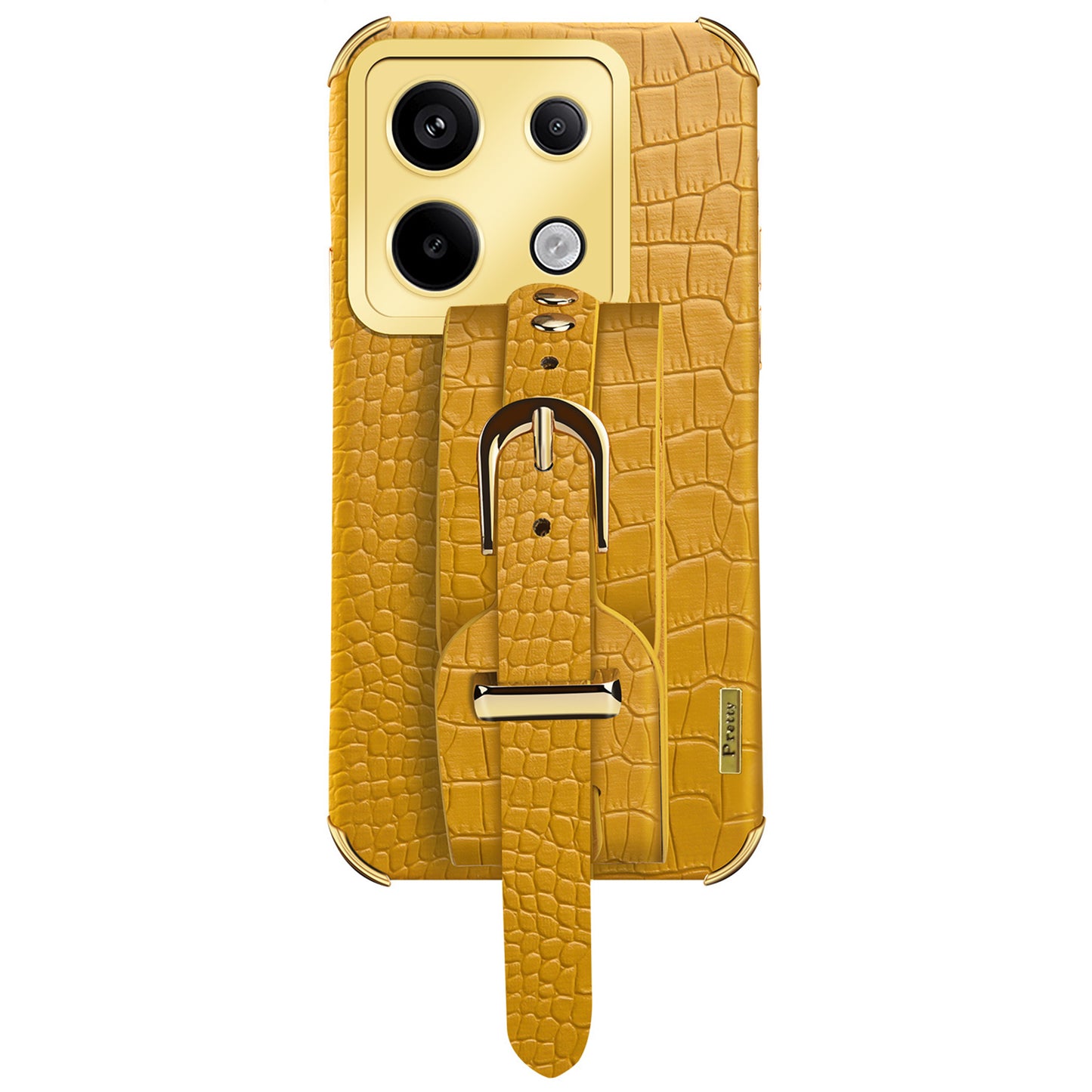 For Xiaomi Redmi Note 13 Pro 5G / Poco X6 5G Case PU Leather+TPU Wristband Phone Cover - Yellow