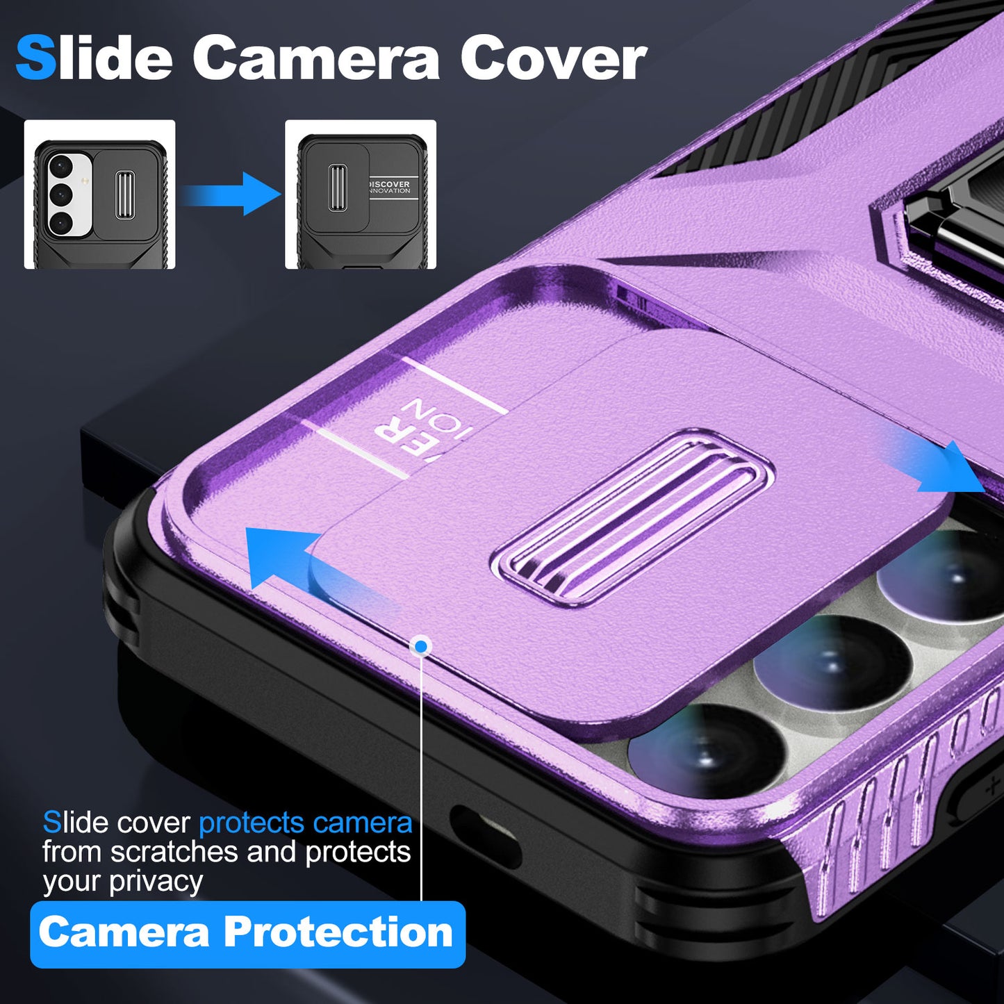 For Samsung Galaxy S24 Case Kickstand PC+TPU Phone Cover Support Magnetic Car Mount - Purple