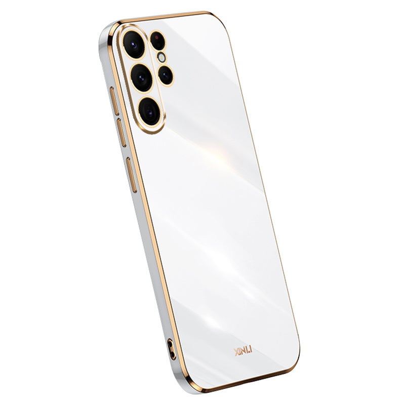 XINLI For Samsung Galaxy S24 Ultra Case Electroplated Anti-scratch Phone TPU Cover - White