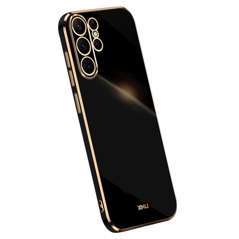 XINLI For Samsung Galaxy S24 Ultra Case Electroplated Anti-scratch Phone TPU Cover - Black