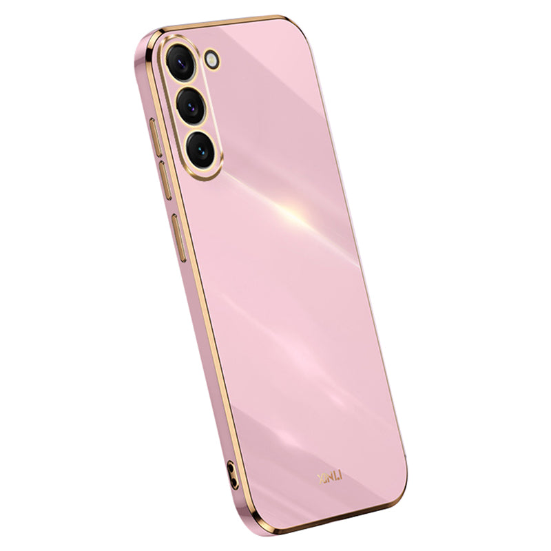 XINLI For Samsung Galaxy S24 Case Stylish Golden Edge TPU Phone Back Cover - Purple