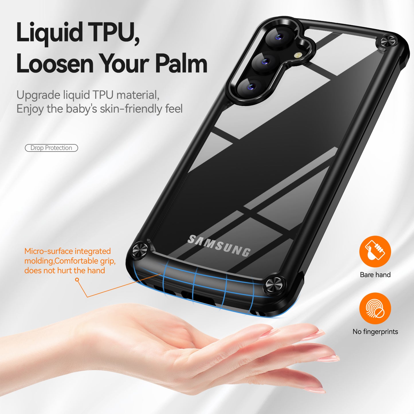 PC+TPU Phone Case for Samsung Galaxy S24+ Phone Cover with Anti-Drop Alloy Lens Frame - Black