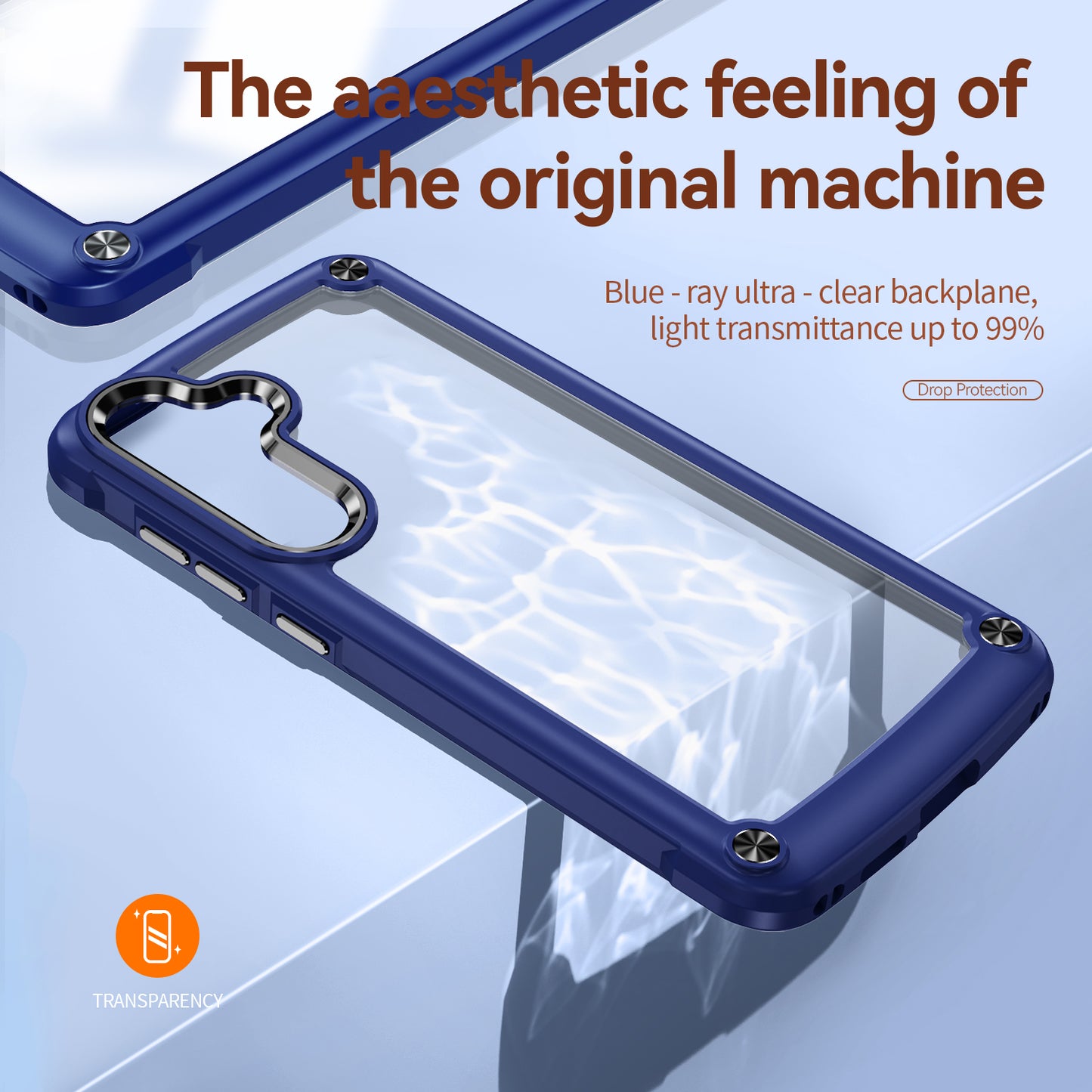 PC+TPU Phone Case for Samsung Galaxy S24+ Phone Cover with Anti-Drop Alloy Lens Frame - Blue+Black