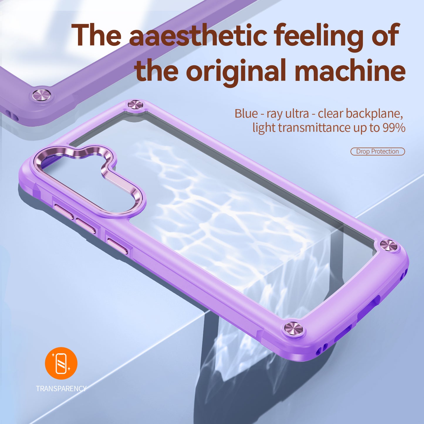 PC+TPU Phone Case for Samsung Galaxy S24+ Phone Cover with Anti-Drop Alloy Lens Frame - Purple