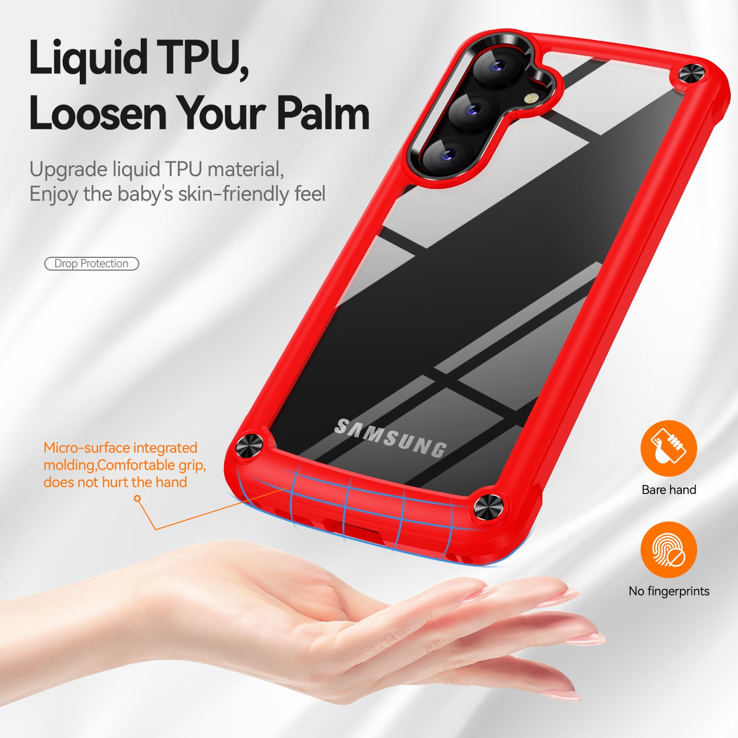 PC+TPU Phone Case for Samsung Galaxy S24+ Phone Cover with Anti-Drop Alloy Lens Frame - Red+Black