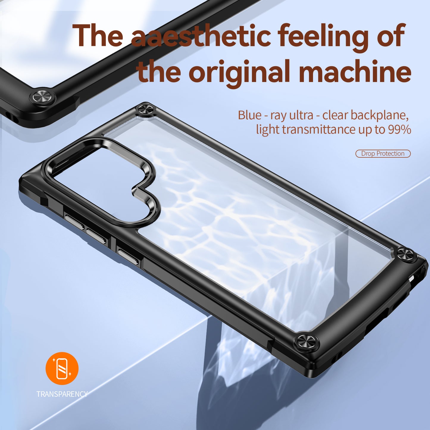 For Samsung Galaxy S24 Ultra Case Anti-fall PC + TPU Phone Protector with Alloy Lens Frame - Black